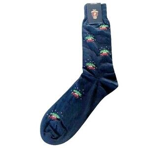 Punto Christmas Mens Italian Dress Socks Red Truck 10-13 Navy Egyptian Cotton